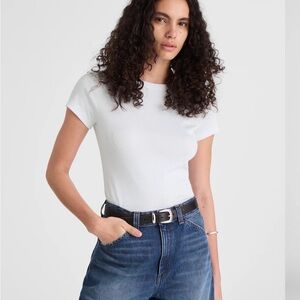 Madewell Cream 90’s crewneck Ribbed Tee